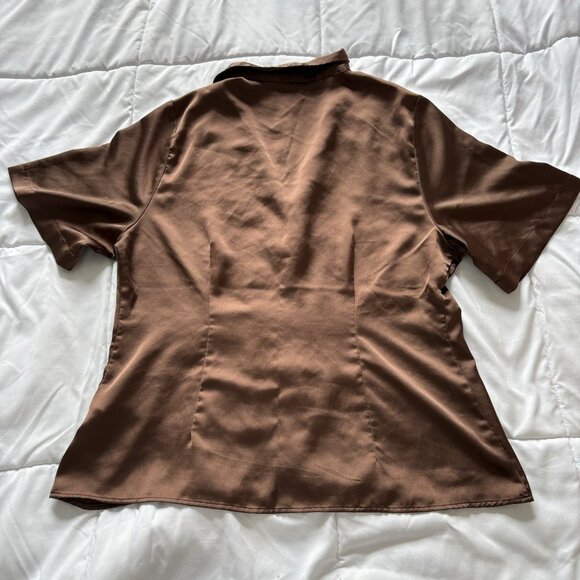 Abercrombie & Fitch Sleepwear Womens Large Satin Sleep Shirt Button Down Brown - Picture 7 of 7